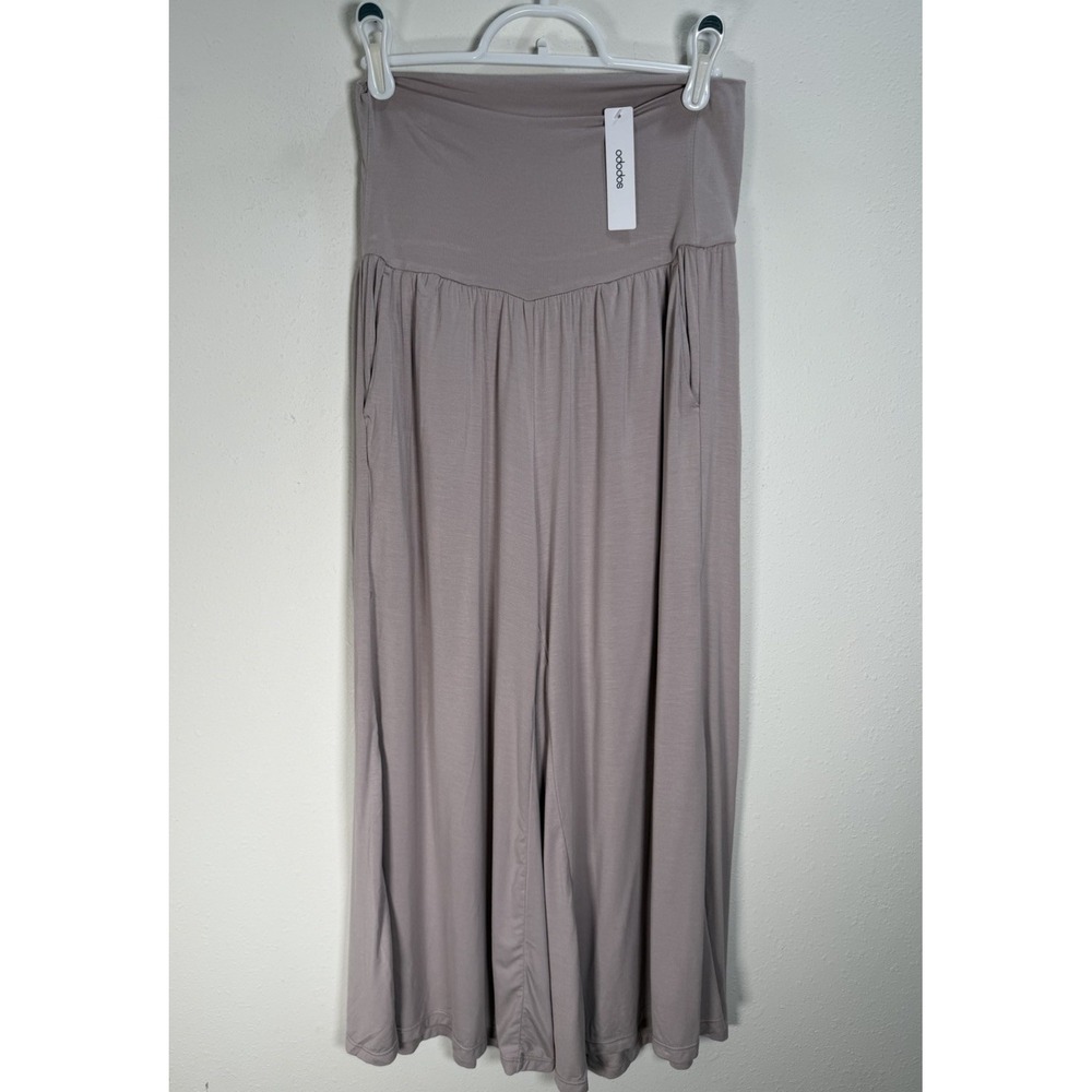 NWT Ododos Pants Wide Leg Palazzo Lounge Cropped Womens Sz Medium Beige